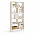 Libreria a giorno 80 x 30 x 190 cm in MDF bianco con 10 vani e gambe color naturale