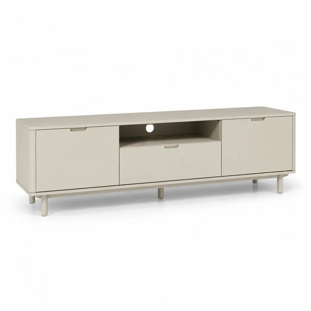 Mobile TV rettangolare in MDF laccato color crema 180 x 40 x 55 cm