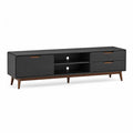 Mobile TV basso rettangolare nero e noce in MDF 180 x 40 x 52 cm con 2 cassetti e vano aperto