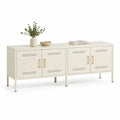 Mobile TV basso in acciaio rettangolare crema con 4 ante 180 x 40 x 65 cm