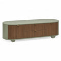 Mobile TV 180 x 45 x 60 cm in MDF impiallacciato noce con ante e cassetti verde salvia