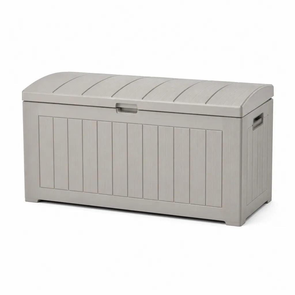 Baule da giardino in polipropilene 270 L rettangolare grigio tortora 117 x 45 x 57 cm