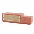 Mobile TV basso in MDF e rattan naturale rosa terracotta 160 x 40 x 55 cm
