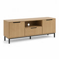 Mobile TV con 2 ante e cassetto 140 x 40 x 60 cm in pannelli di particelle effetto rovere rettangolare naturale