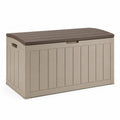 Baule da giardino contenitore 270 L in polipropilene rettangolare tortora e marrone 116.7 x 44.7 x 57 cm