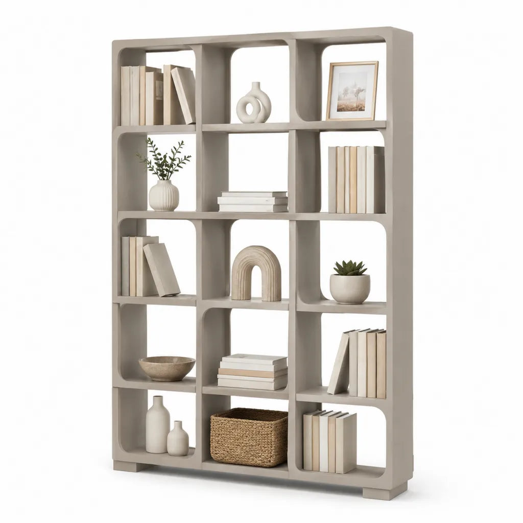Libreria a 15 vani in MDF rettangolare tortora 120 x 30 x 180 cm