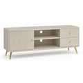 Mobile TV basso con 2 cassetti e anta in MDF beige 160 x 40 x 60 cm