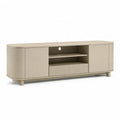 Mobile TV basso con 2 ante e cassetto in MDF beige 180 x 40 x 55 cm