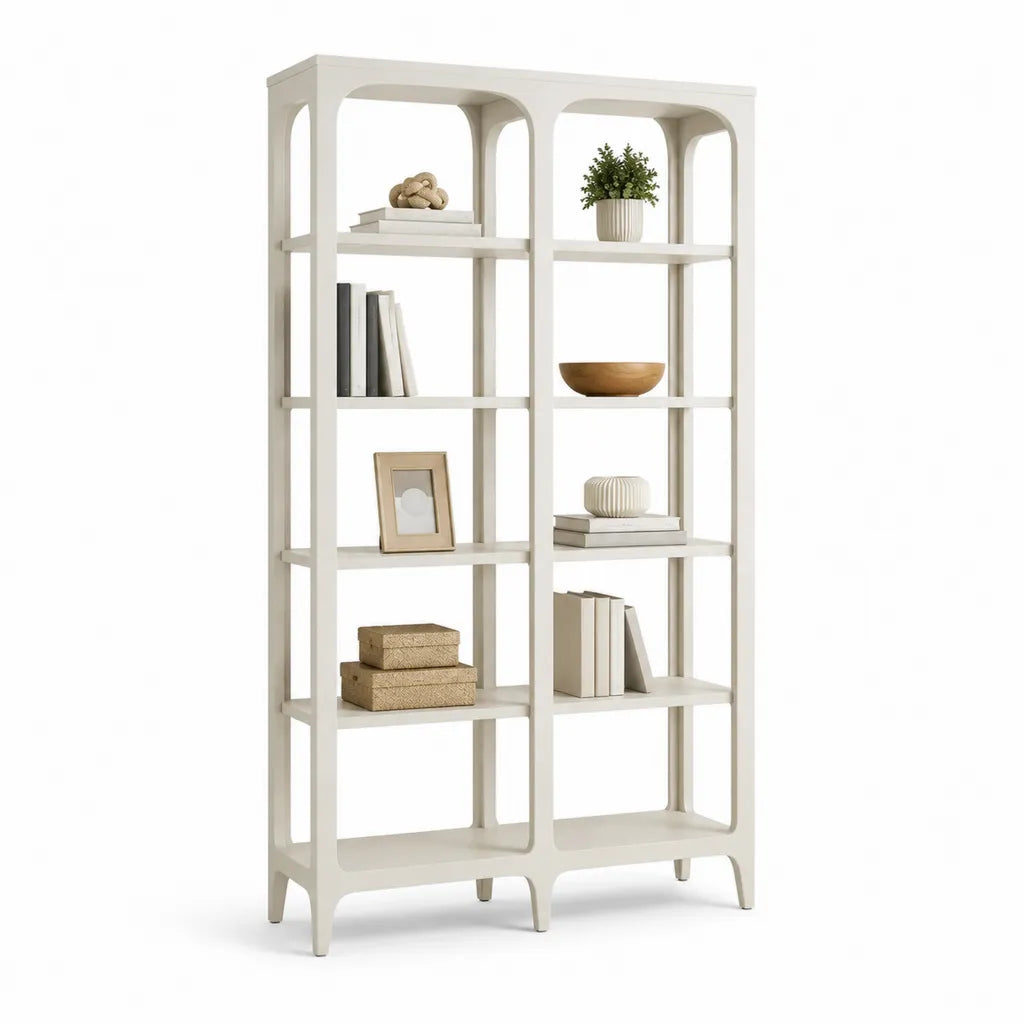 Libreria a giorno 10 ripiani in MDF bianco 80 x 30 x 180 cm
